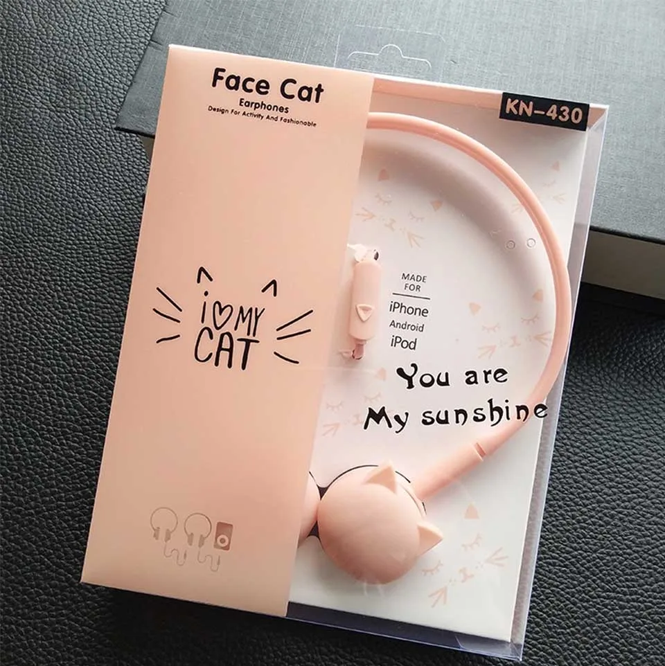 Chiclits Cute Cat Headphones 3.5mm Common Wired Music Sport  Headset 1.2m With Mic Headphone for ipod Mobile Phone MP3 for Girls Child Gifts (18)
