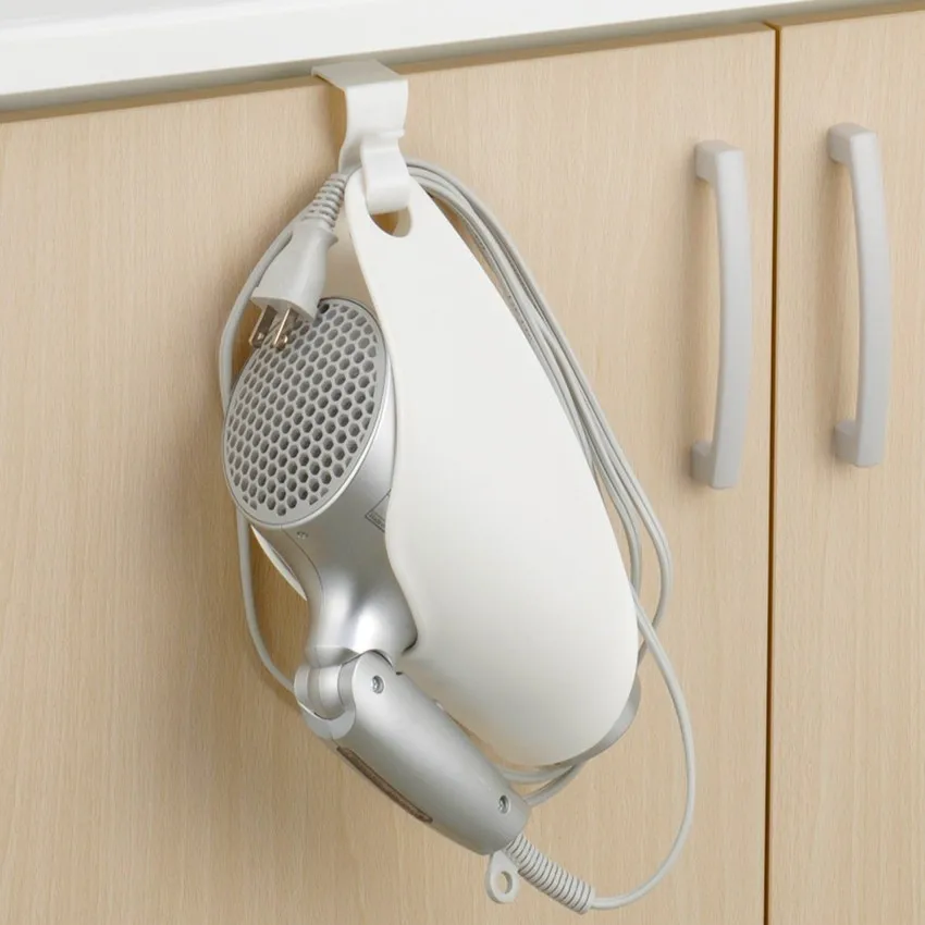 

Hanging Bathroom Hair Dryer Holder Cupboard Stand Flat Hair Holder Organizer Door Ring Dryer Shelf Plastic Storage Racks