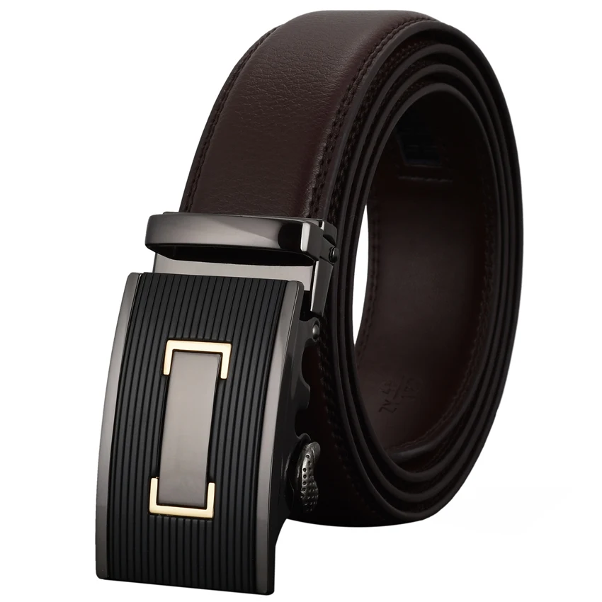 Мужской ремень из натуральной кожи с автоматической пряжкой черный|male belt|belt for