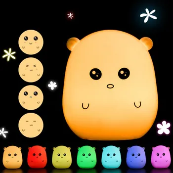 

Premium sensor 7-Color Cat LED USB Children Animal Night Light Silicone Soft Cartoon Baby Nursery Lamp Breathing LED Night Light