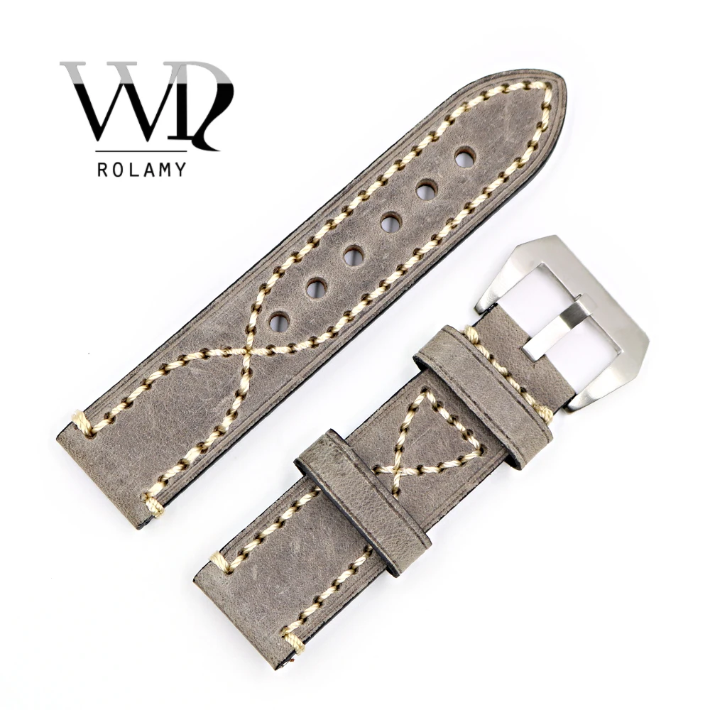

Rolamy 20 22 24 26mm Grey Thick Strap Watch Band For Tag CARRERA Omega Montblanc Panerai Daytona Submariner Tissot