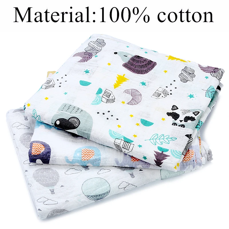 duvet insert [simfamily] 2 pcs/pack Muslin 100% Cotton Baby Swaddles Soft Newborn Baby Bath Towel Blankets Multi Designs Functions Baby Wrap fitted sheet