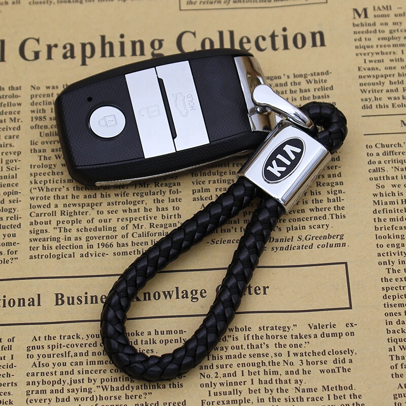

Metal keychain car logo keychain key ring key holder leather key chain auto fashion accessories for Kia keychains