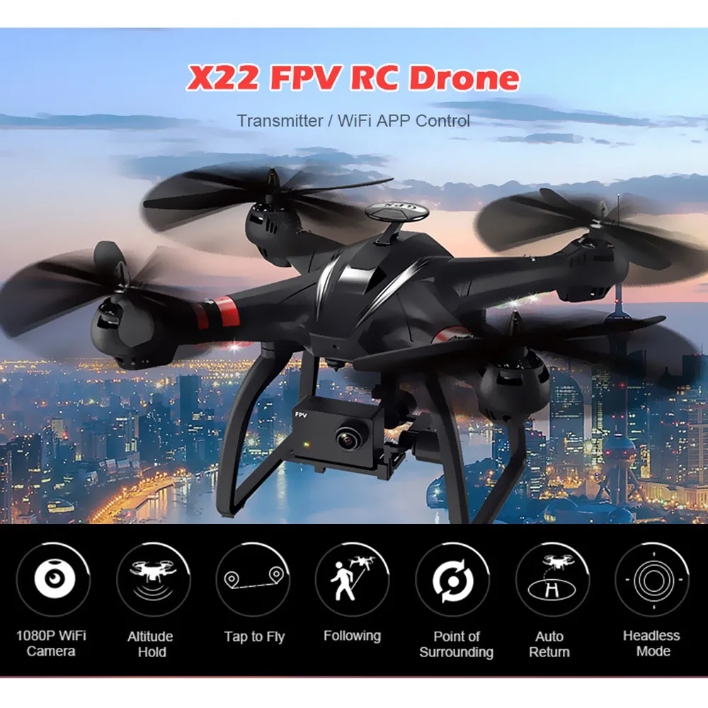 BAYANGTOYS X22 гоночный Квадрокоптер с дистанционным управлением 1080P Wi Fi FPV Дрон GPS
