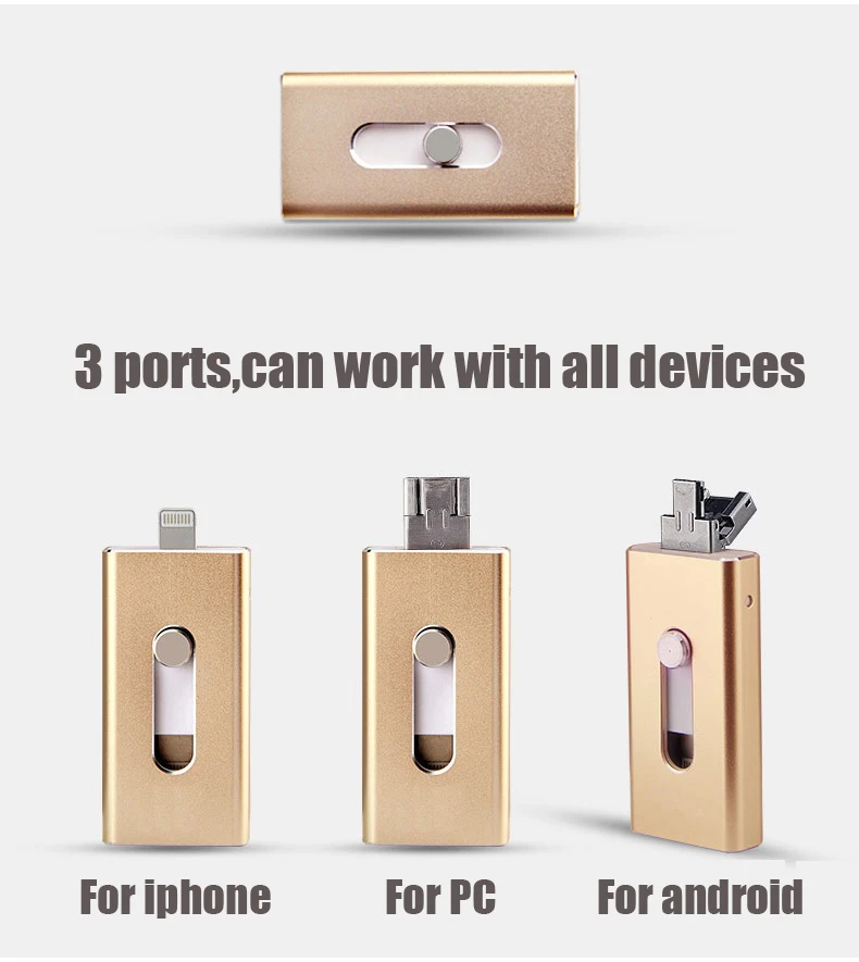 Usb флеш-накопитель для iPhone 5, 5S, 6, 6 Plus, 6 S, 7, 7 Plus, 7 S, 8, 8 Plus, X, iPad, Android Phone Otg(micro USB), ios, USB, 3 в 1 usb 3,0