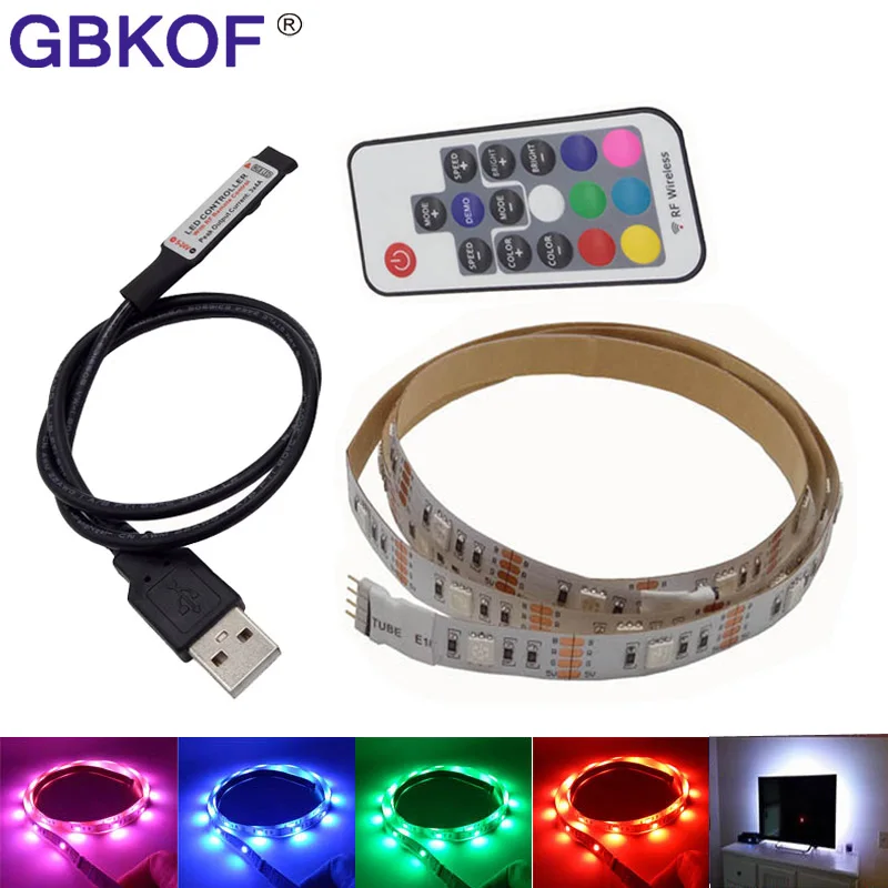 5 В USB Светодиодная лента 5050 SMD ТВ фоновое освещение комплект можно резать с 17Key RF