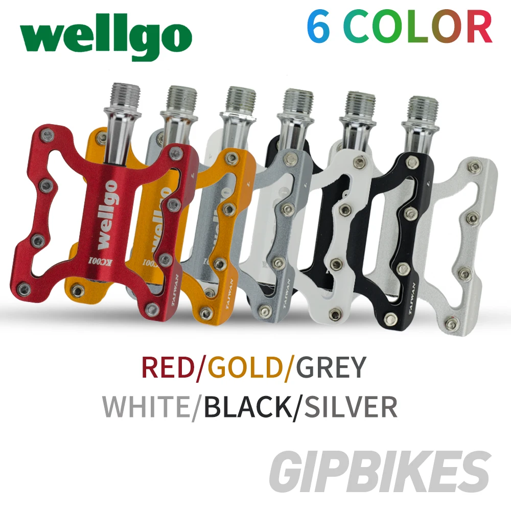 

Wellgo KC001 Aluminum Alloy Bicycle Pedals Road Bike Ultralight Pedal MTB Cycling Bearing Pedals Lightweight CroMo Spindle