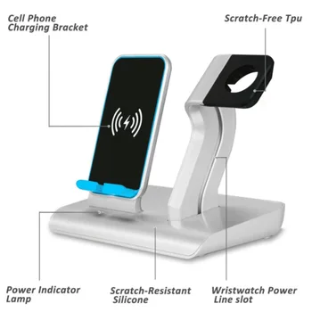 

2 in 1 Design Phone Watch Charger Base 7.5W Wireless Charger Stand for iPhone 6 6S 7 8 X XR for iWatch 1 2 3 4