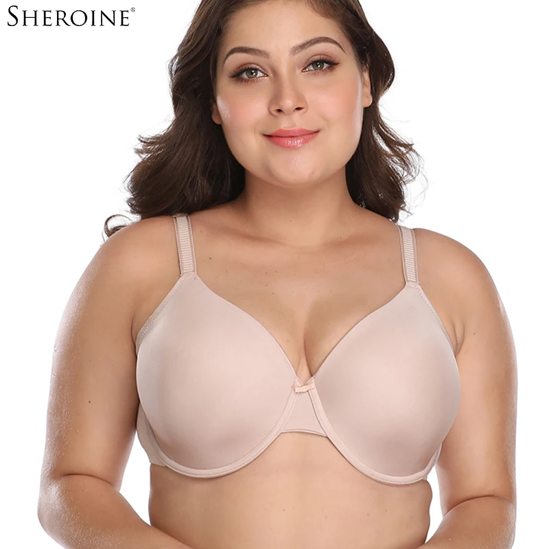 

Sheroine Full Coverage Unlined Comfort Bra Breathable Underwire Bralette Brassiere Plus Size Women cup C-I