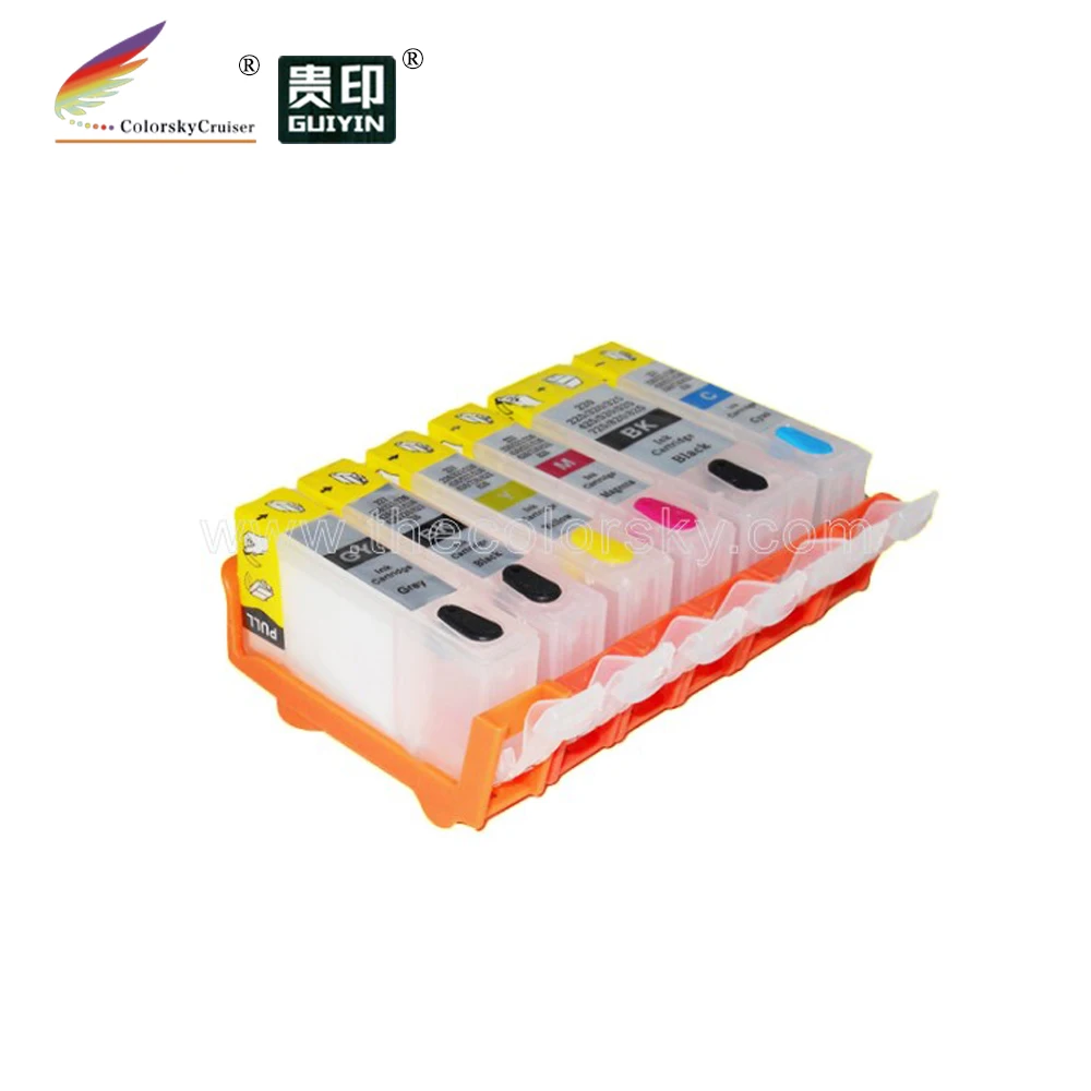 

(RCC570-6) refillable refill ink cartridge for Canon PIXMA MG7750 MG7751 MG7752 MG7753 PGI-570 BK BK C M Y GY