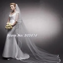 New Cathedral Length 2 Layer 70cm/300cm Ribbon Edge Wedding Bridal Veil with Comb 20151026-84