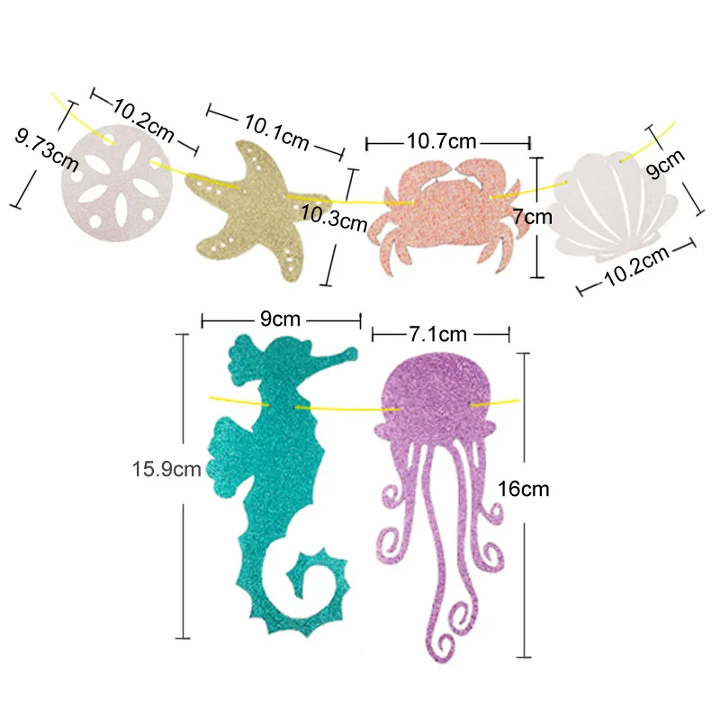 1 комплект сверкающая бумага Русалочка гирлянда баннер Девочка Дети День рождения украшение Под море принадлежности для тематической вечеринки Luau лето