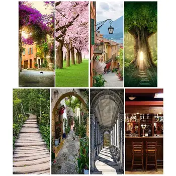 

2pcs/set 3D Landscape Door Stickers Waterproof Living Room Bedroom Wall Door Stickers Wallpaper Self Adhesive Art Wall Decals