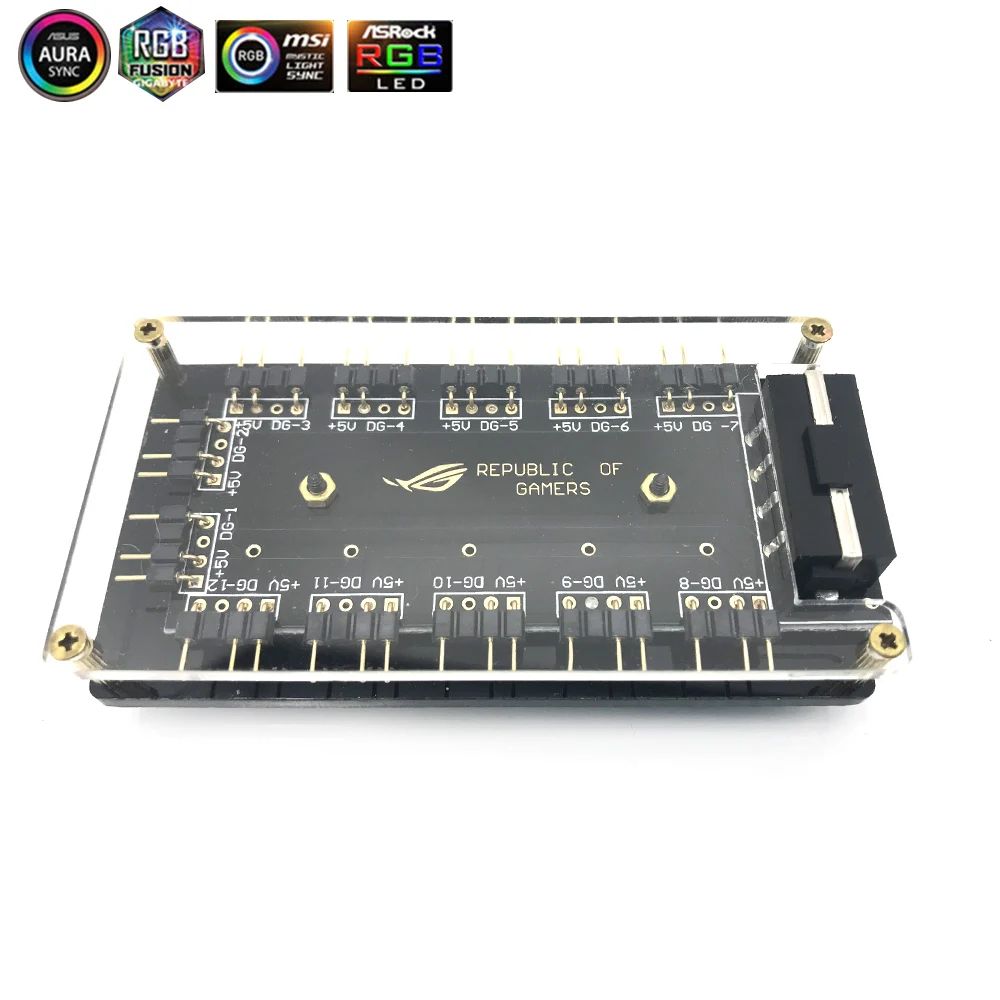 ASUS AURA 5V 3 Pin RGB Hub Interface SYNC Splitter 3Pin Header Motherboard Fan Magic Synchronous Power Supply