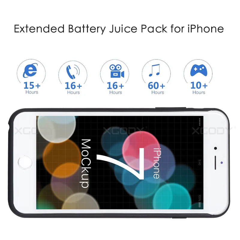 XGODY 4800 мАч чехол для резервного зарядного устройства для Apple iphone 6 6s 7 8 чехол для внешнего аккумулятора для iphone 4,7 5,5 Plus чехол для внешнего аккумулятора