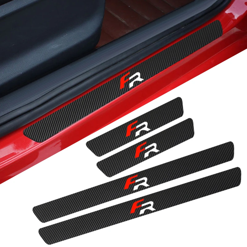 

Carbon Fiber Protect Sticker Look Car Door Plate sill scuff welcome pedal threshold Cover for Seat FR+ Leon Ibiza cupra Sticker