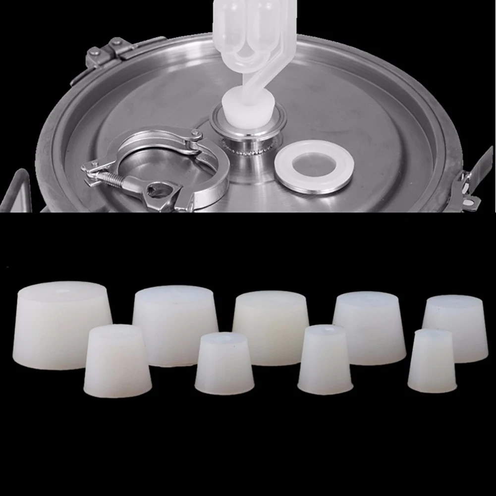 

8mm Home Brew Beer Wine Stoppers Silicone Plug With Hole For Airlock Valve Bubbler Grade Silicone Rubber Stopper Air Lock Bubble