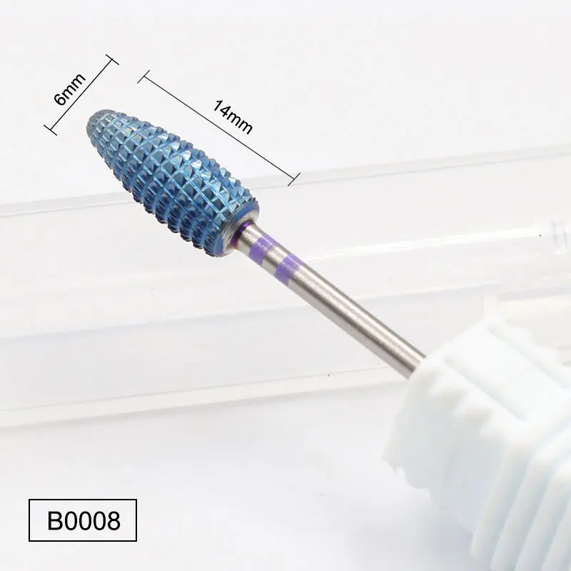 Синие вольфрамовые круглые фрезы для ногтей, твердосплавные фрезы для маникюра, керамические сверла, Электрический станок, аксессуары для ногтей - Цвет: B0008