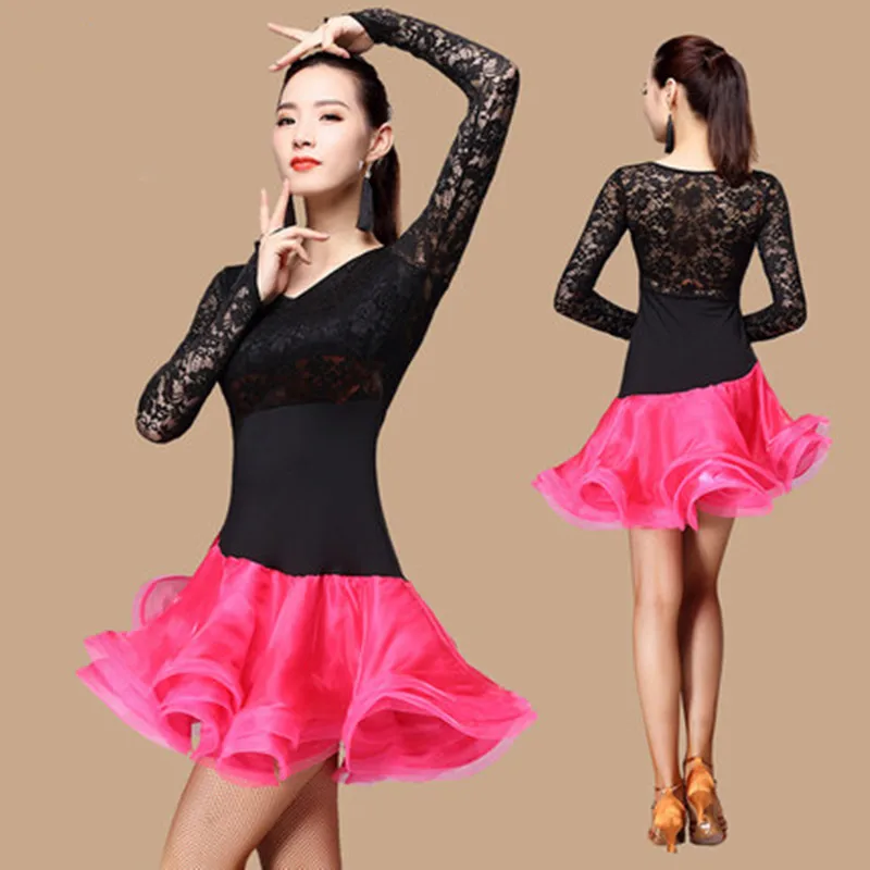 

Women Lace Latin Dress Elegant Sexy Tango Dress Ballroom Salsa dance dresses