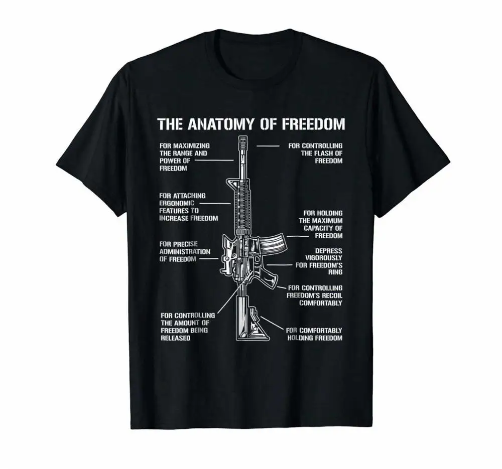 Футболка с изображением анатомии свободы M4 Ar15, штурмового флага, оружия, футболка, футболка из хлопка, футболка с круглым вырезом и коротким рукавом с изображением винтовки, Мужская футболка - Цвет: 1