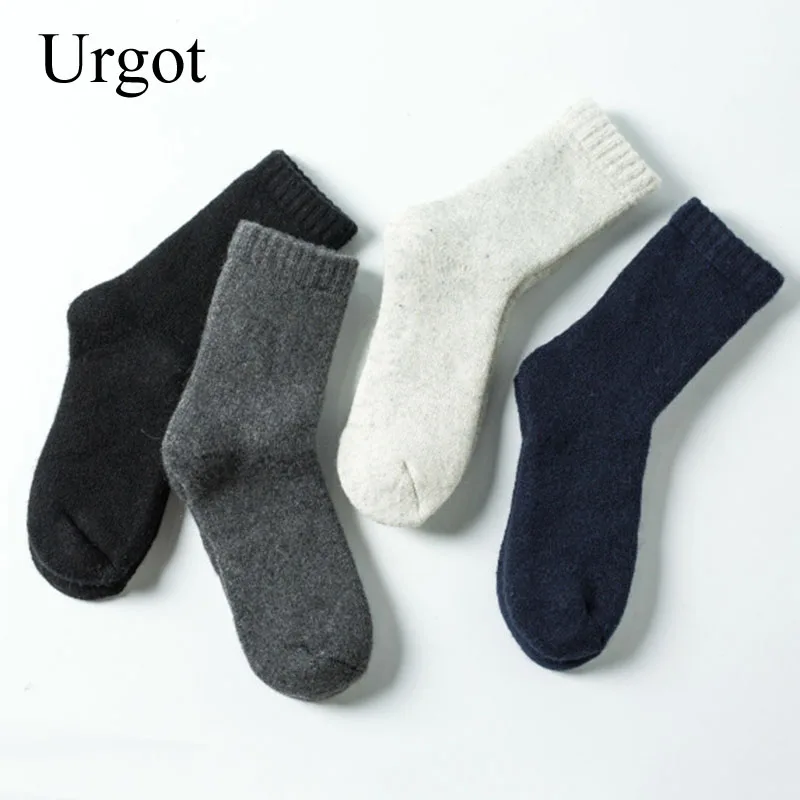 Urgot 3 пары мужские шерстяные зимние носки супер толстые теплые однотонные черные