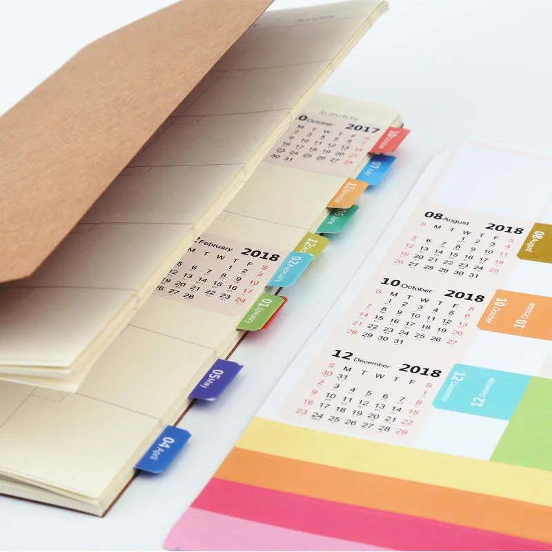monthly calendar tabs