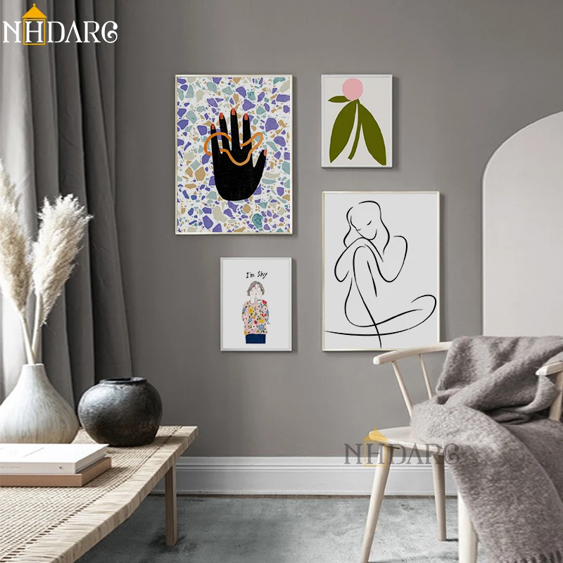 

Nordic Abstract Fashion Modern Line Sketch Girl Posters and Prints Wall Art Canvas Pictures For Home Decor Living Room Decor