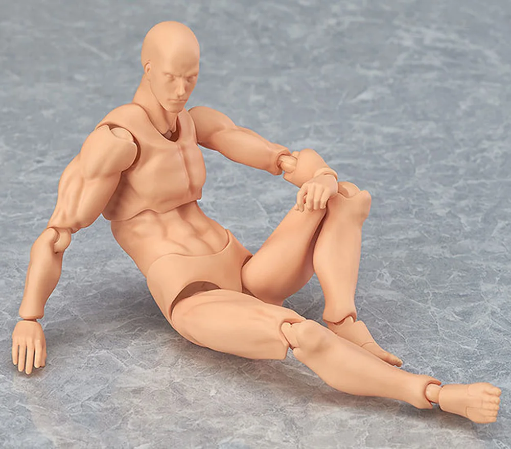 14cm  Figma BODY KUN / BODY CHAN Grey Orange Yellow PVC Action Figure Model Toys 