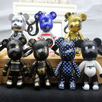 

Batman Spider-Man Painting Bear Keychains Pendant for Backpack Car Keyring Toy Key Chain Holder Keyfob Jewerly Accessories