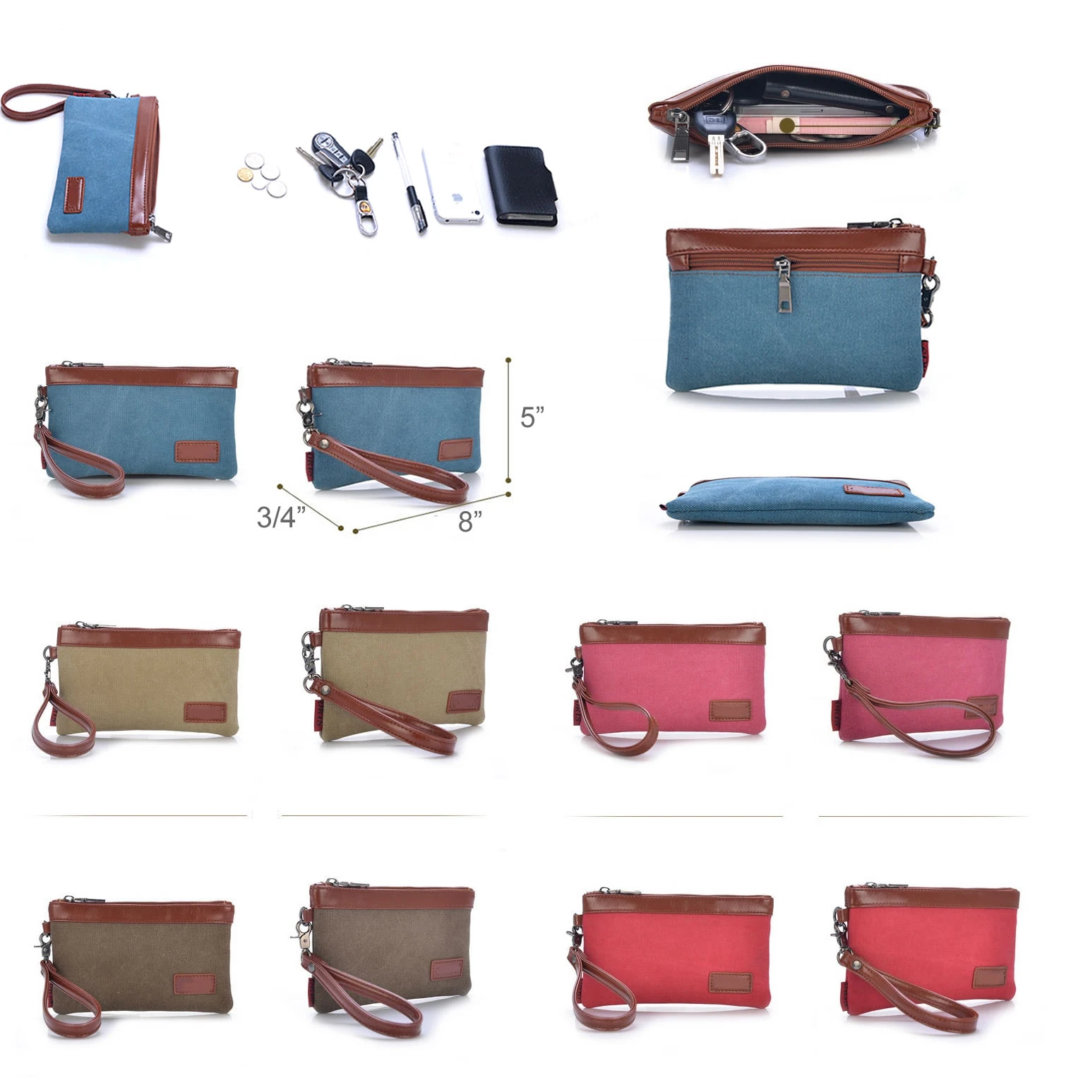 Stone Washed This & That Canvas Clutch And Wristlet 2 in 1 Purse (1)