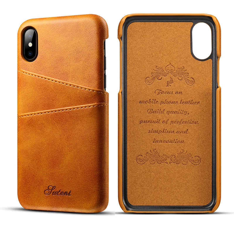 Luxury PU Leather Wallet Card Case For iPhone Xs Max iPhone XR Vintage Credit Card Holder Back ...