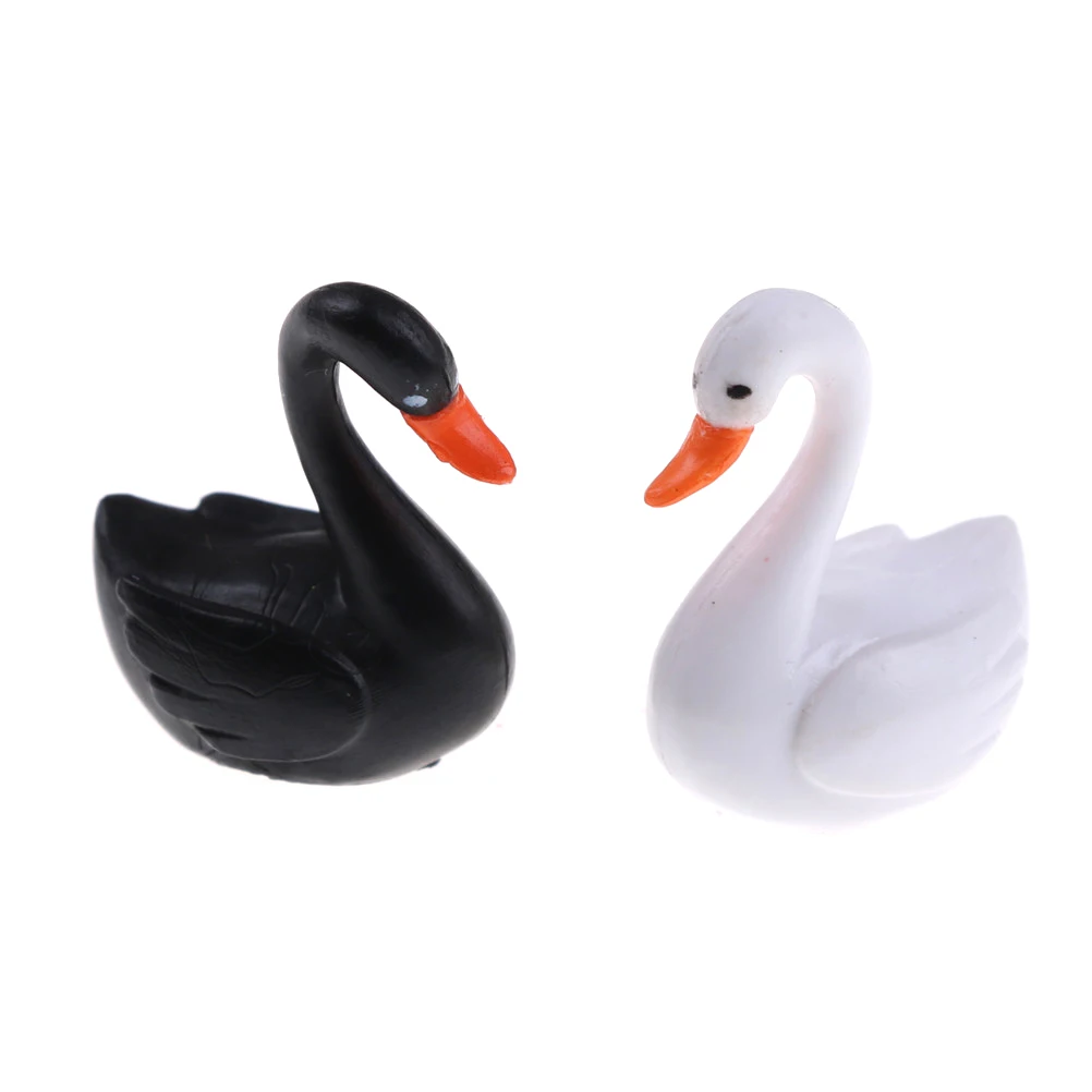 2PCS for Children Micro Figurines Dollhouse Mini Animal Figures Toys Miniature Garden Figurine Birds Crane Black Swan | Игрушки и хобби