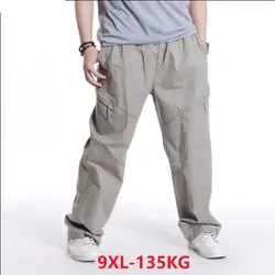 Мужские повседневные брюки карго большого размера плюс Размер 6XL 7XL 8XL 9XL военные брюки зима осень из двери большой карман прямые брюки