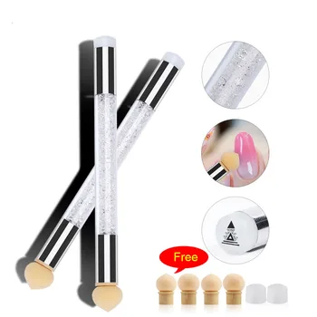 

Nail art seal pencil with flower print sponge nail art Glitter Powder Picking Dotting pen Beauty Manicure Nail Brush MZ103