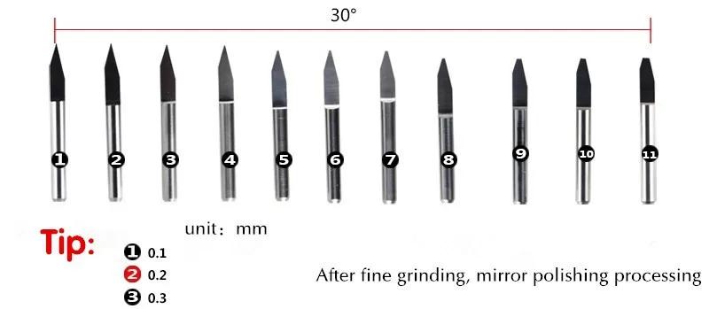 3.175 мм(1/8 '')* 20degrees* 0.1 мм, ЧПУ твердосплавные Гравировка бит, деревообрабатывающие фрезы, ПВХ, МДФ, акрил, Концевая