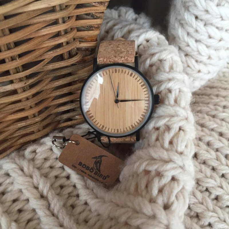Бобо птица CcE19 Bamboo набрать моды деревянный Часы Mujer кварцевые часы кожаный