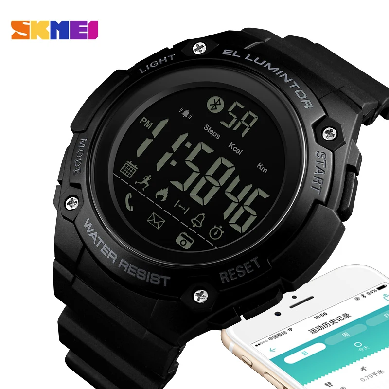 

SKMEI Smart Sports Digital Watches Man LED Electronic Wristwatch Calorie Pedometer Distance Countdown Watch 50M Waterproof Clock
