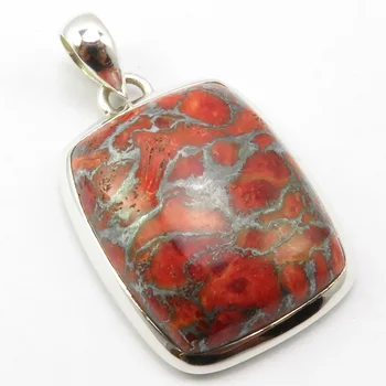

India Unique Designed Natural Orange Copper Turquoises Pendant 1.5" Art Gem stone