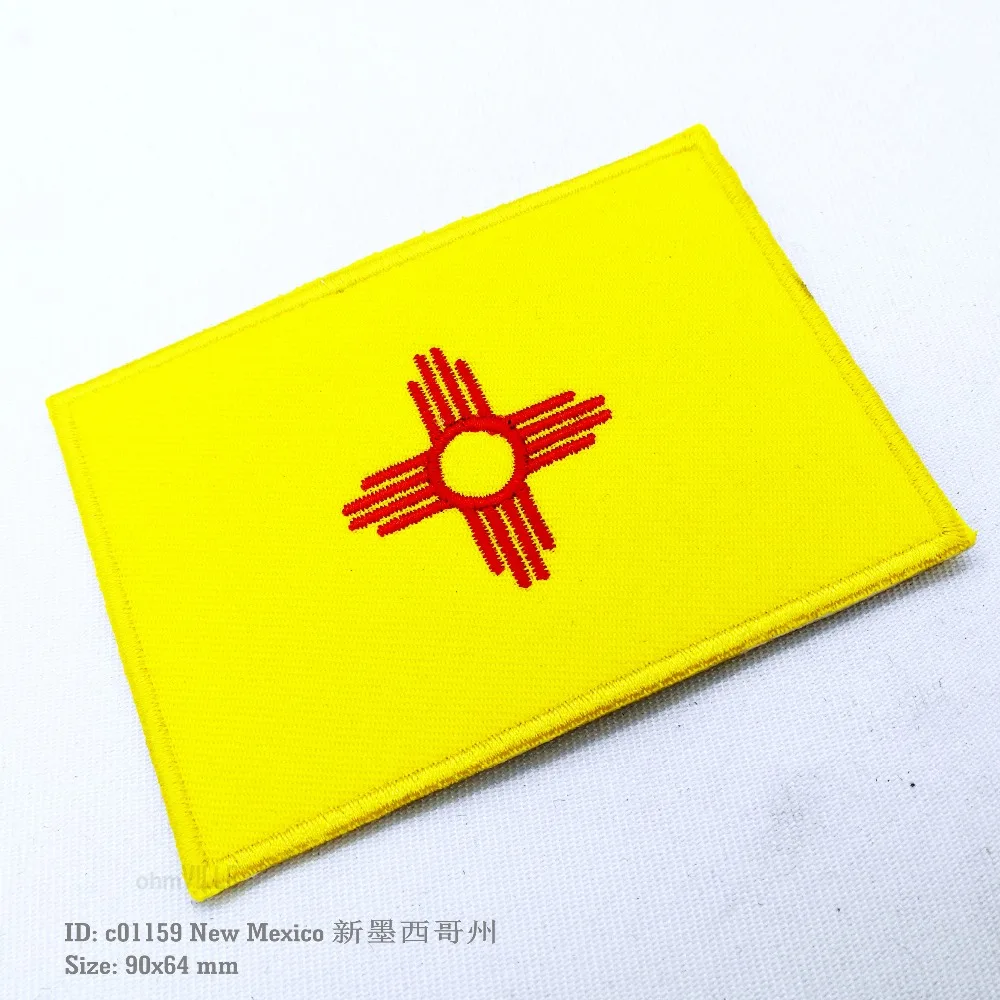 

Parches Bordados New Mexico Flag Patch New Embroidered Patches Applique Embroidery Strijk Applicaties Clothing Diy Accessories