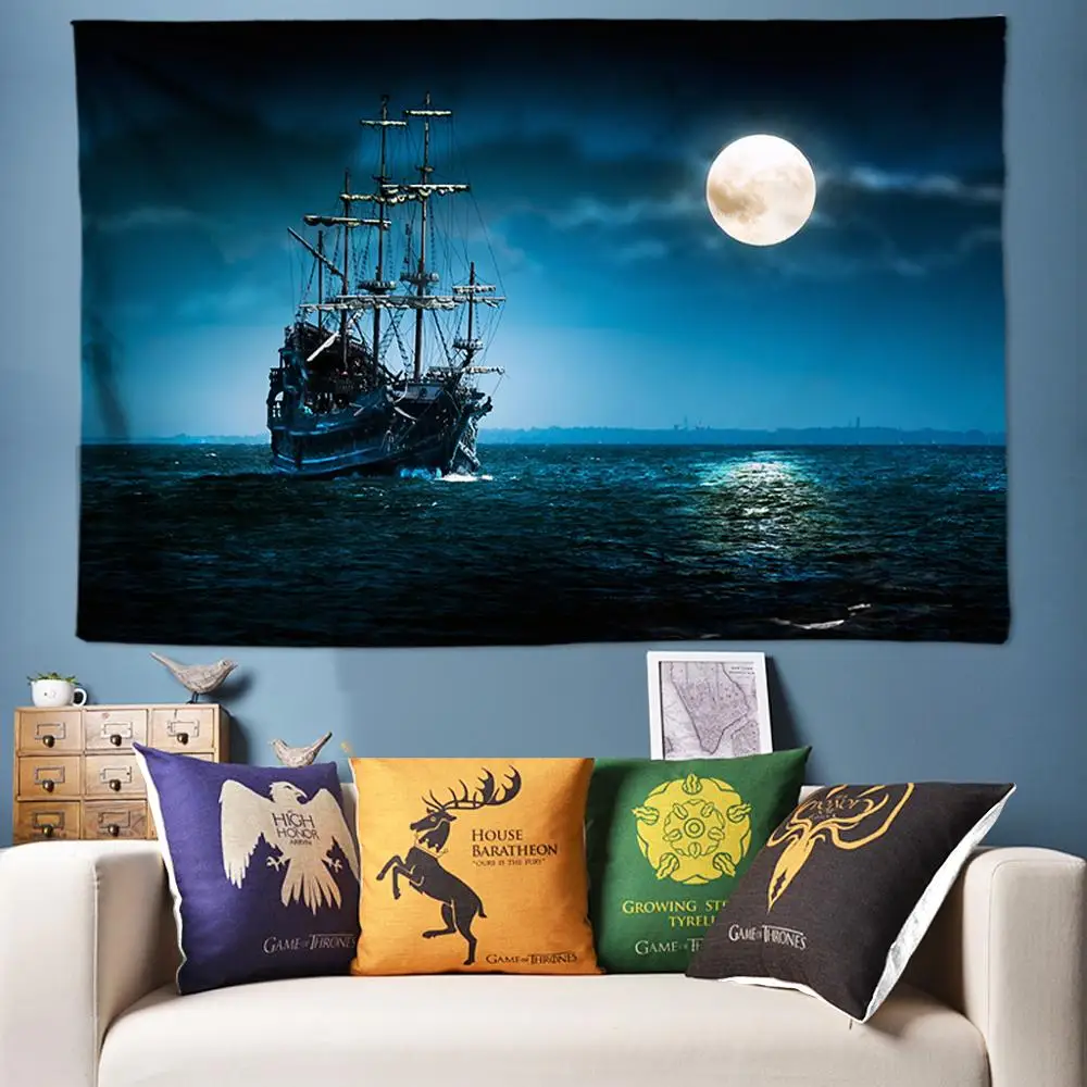 

Mediterranean Sea Moon Tapestry Wall Hanging Nordic Wall Tapestry Hippie Mandala Boho Bedspread Dorm Decor Tapestries Wall Cloth