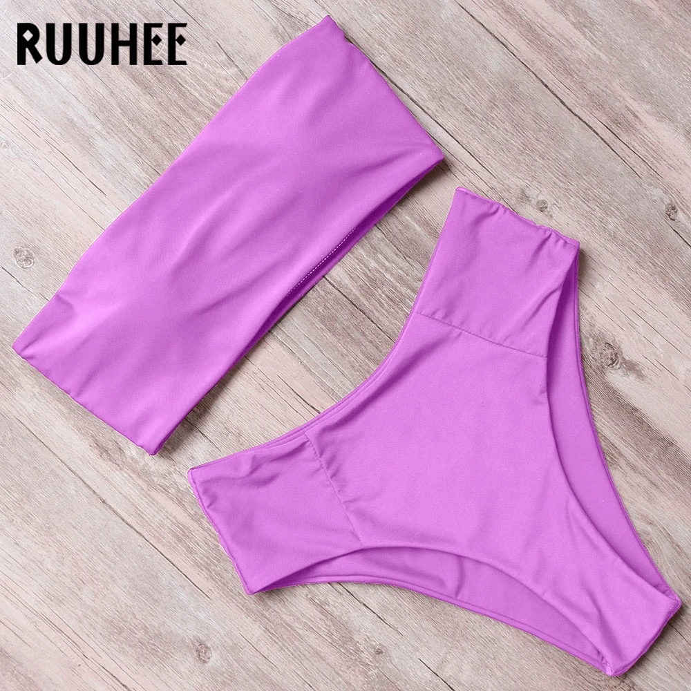 Preise RUUHEE Solide Bikini Bademode Badeanzug Frauen 2019 Bikini Liebsten Bandage Badeanzug Hohe Taille Weibliche Bademode Badeanzug
