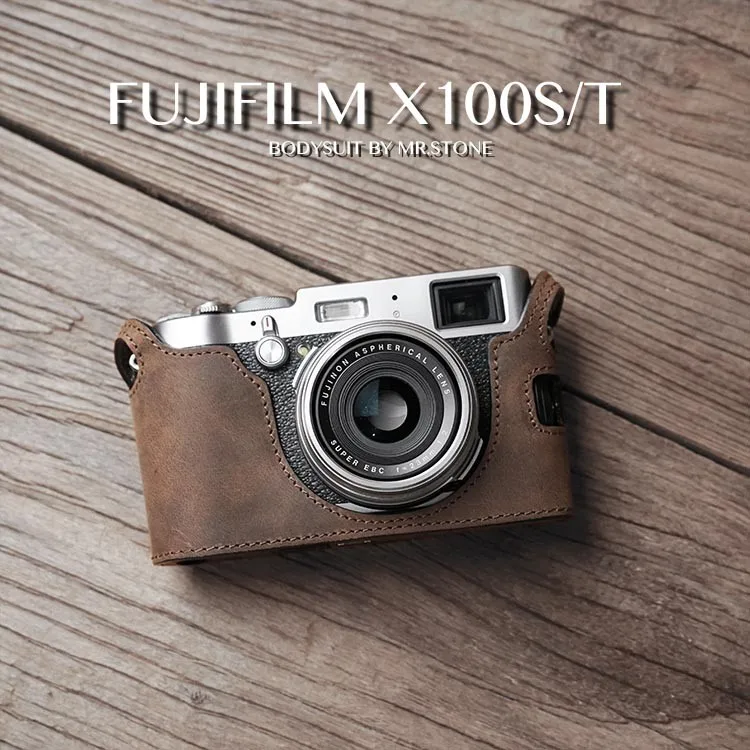 Mr. Stone натуральная кожа чехол для камеры видео половина сумка для Fuji Fujifilm X100T Ретро винтажный нижний чехол - Цвет: FMW