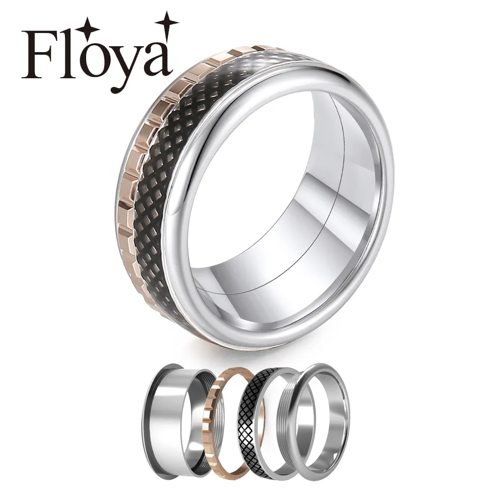 Floya Сменные кольца Femme Bijoux винтажная Свадебная лента багет шоколадное