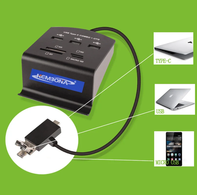 KEMBONA USB type c Hub 7 в 1 2 0 OTG с 3 SD Micro и M2 MS картой для Macbook Air ноутбука ПК планшета|hub 7|usb type-c