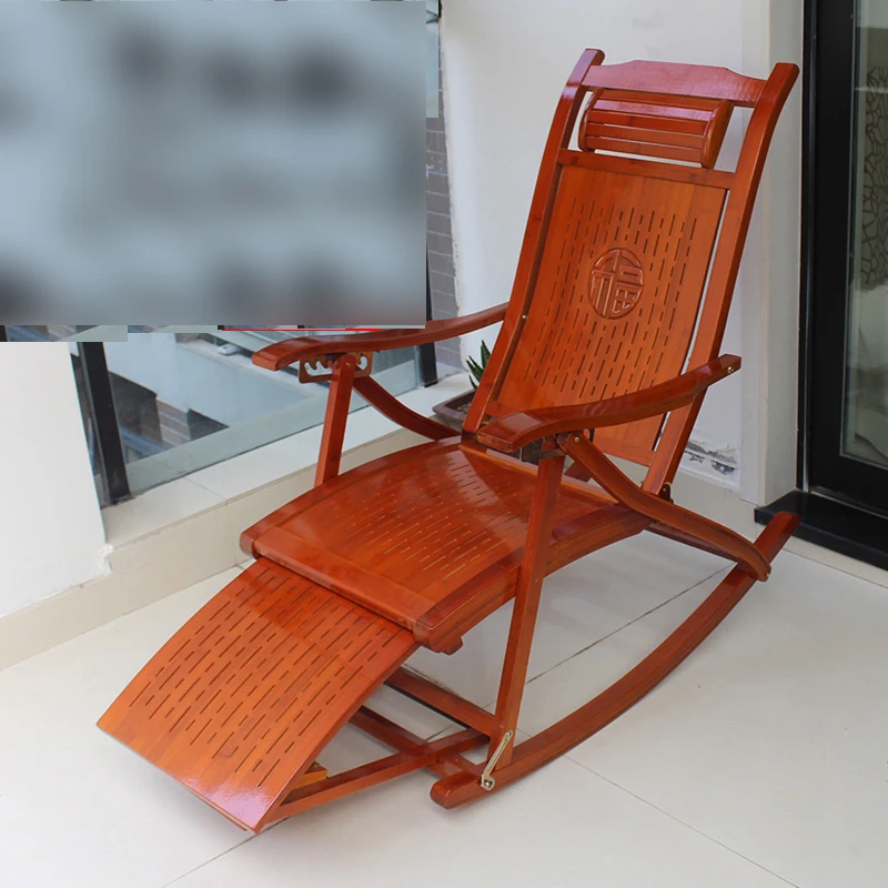 Откидное бамбуковое кресло-качалка, кресло-качалка, кресло для отдыха, шезлонг, бамбуковая мебель, кресло-качалка с массажером для ног