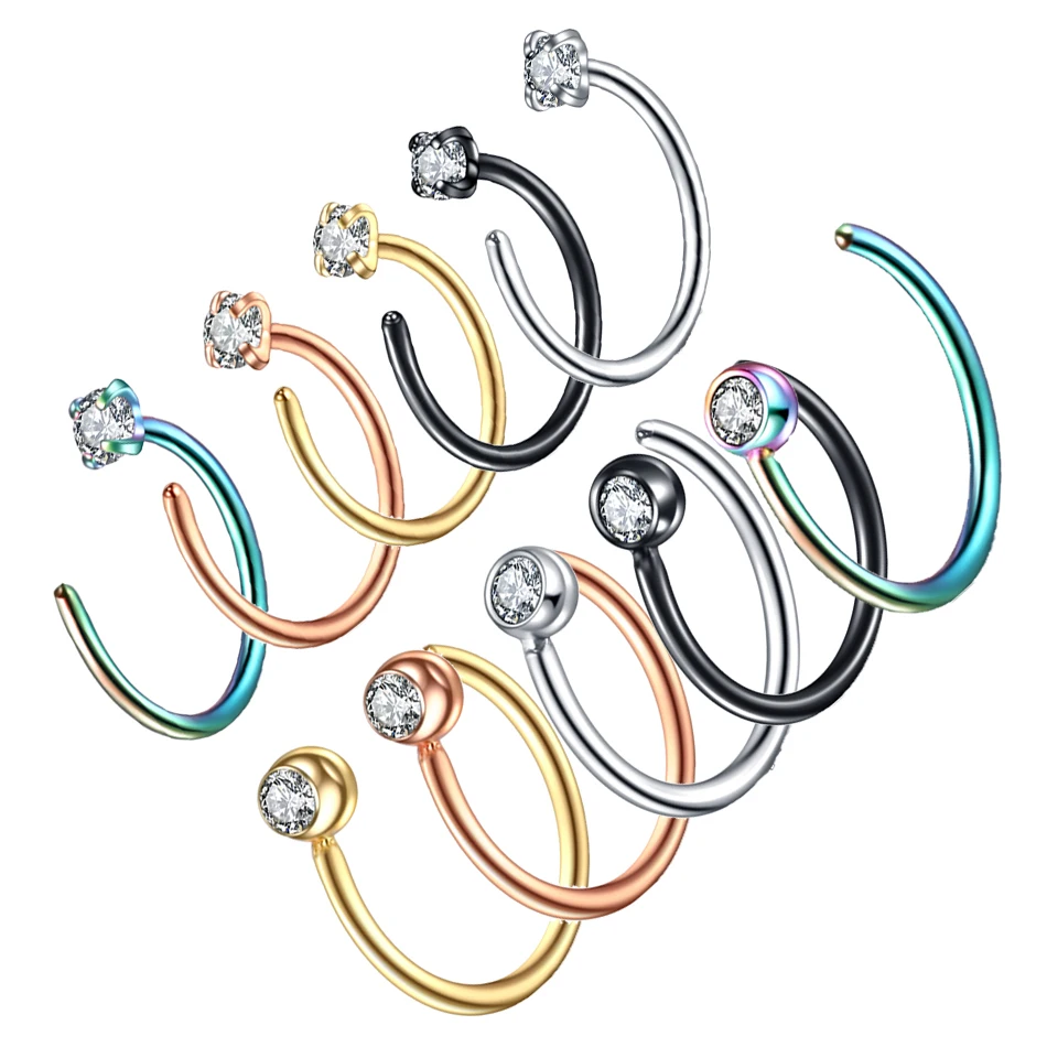 

1PC 20G Steel Helix Piercings Nose Ring Hoop C Clip Lip Rings Piercing Nariz Septum Piercings Nostril Piercings Body Jewelry