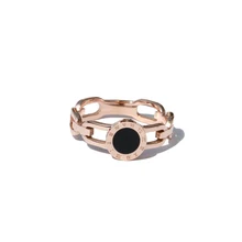 Титановая сталь римские цифры Черное круглое кольцо, розовое золото цвет выдалбливают женские кольца, хороший подарок для девочки, никогда не выцветает