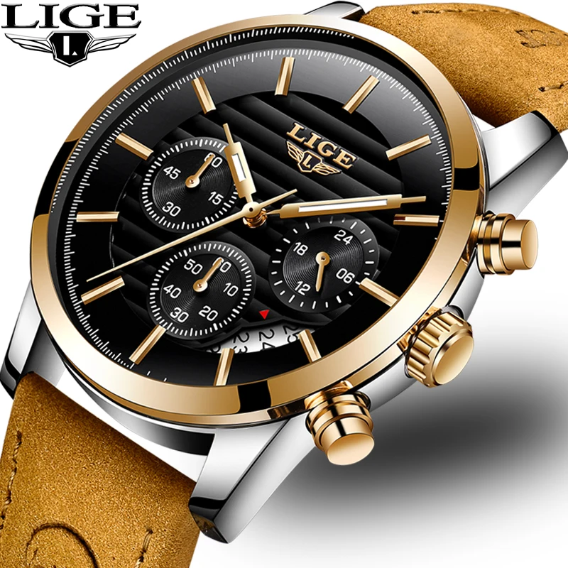 

Men Watchs Men's Quartz Watches Business Sports Fashion Casual Waterproof Military Male Clock LIGE Top Luxury Brands+gift box