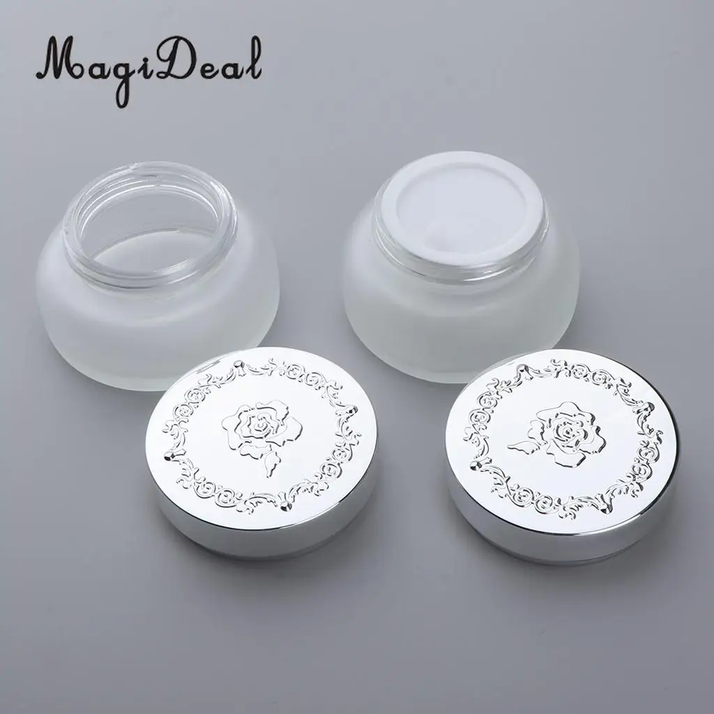 Kesoto 4x Empty Glass Makeup Cream Jar Lotion Essential Oil Bottle Cosmetic Refillable Container 30g 50g