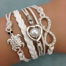 1 шт. бесконечно ручная работа браслет. металл очарование, воск шнур, кожаный браслет, модный драгоценный браслет 3586